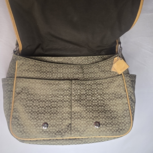Coach Signature Hudson Commuter Messenger Bag Tan Laptop Diaper Travel - Picture 11 of 13